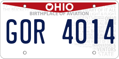 OH license plate GOR4014