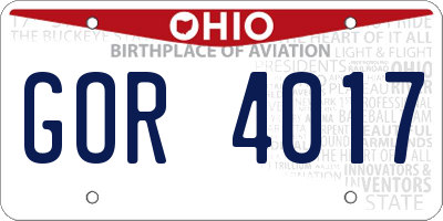 OH license plate GOR4017