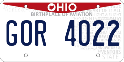 OH license plate GOR4022