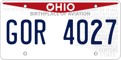 OH license plate GOR4027