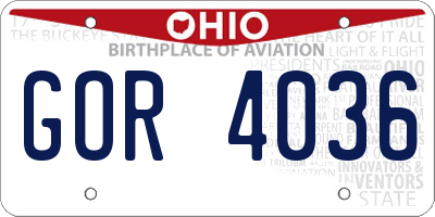 OH license plate GOR4036