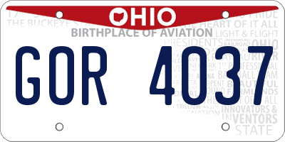 OH license plate GOR4037