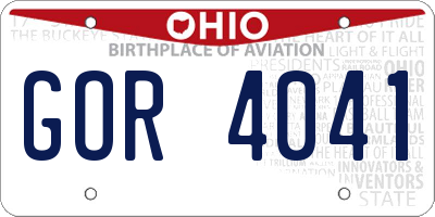 OH license plate GOR4041