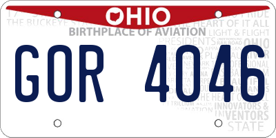 OH license plate GOR4046