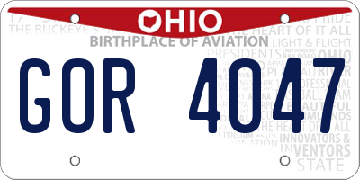 OH license plate GOR4047