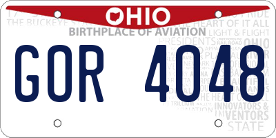 OH license plate GOR4048