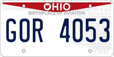OH license plate GOR4053