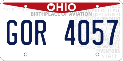OH license plate GOR4057