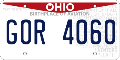 OH license plate GOR4060