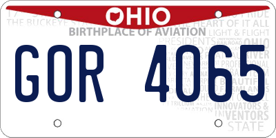 OH license plate GOR4065