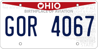 OH license plate GOR4067