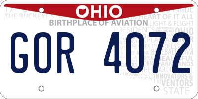 OH license plate GOR4072