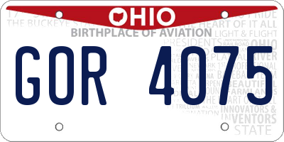 OH license plate GOR4075