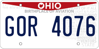 OH license plate GOR4076