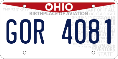 OH license plate GOR4081