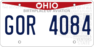 OH license plate GOR4084