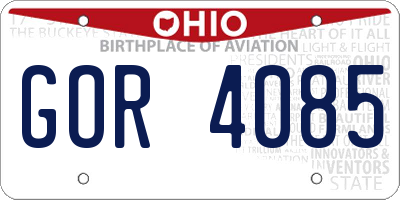 OH license plate GOR4085