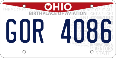 OH license plate GOR4086