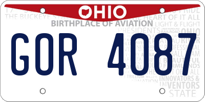 OH license plate GOR4087