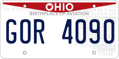 OH license plate GOR4090