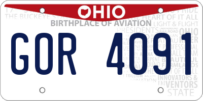 OH license plate GOR4091
