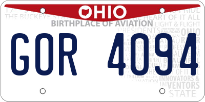 OH license plate GOR4094