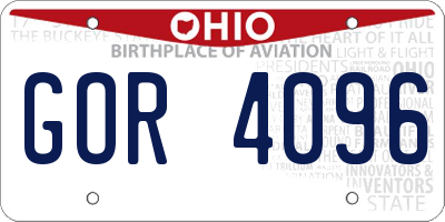 OH license plate GOR4096