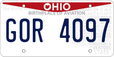 OH license plate GOR4097