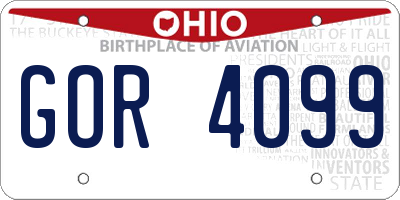 OH license plate GOR4099