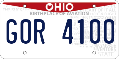 OH license plate GOR4100