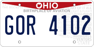 OH license plate GOR4102