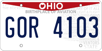 OH license plate GOR4103