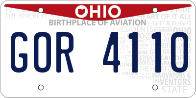 OH license plate GOR4110