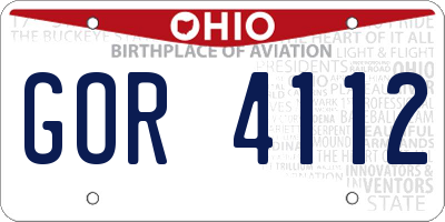 OH license plate GOR4112