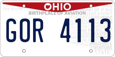 OH license plate GOR4113