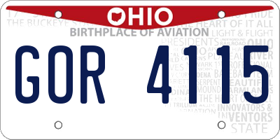 OH license plate GOR4115