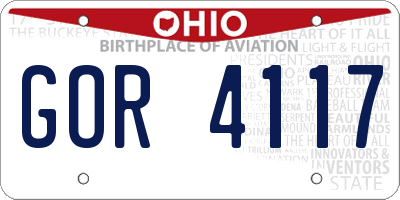 OH license plate GOR4117