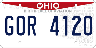 OH license plate GOR4120