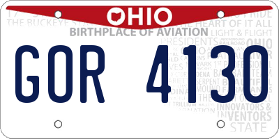 OH license plate GOR4130