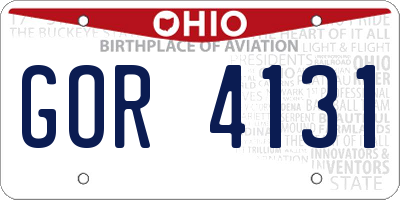 OH license plate GOR4131