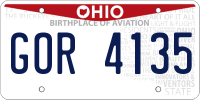 OH license plate GOR4135