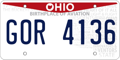 OH license plate GOR4136