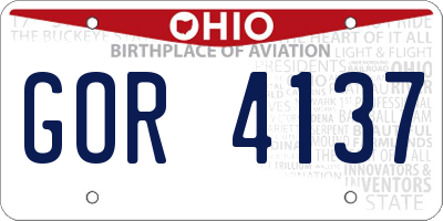 OH license plate GOR4137