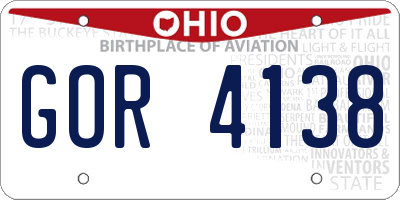 OH license plate GOR4138