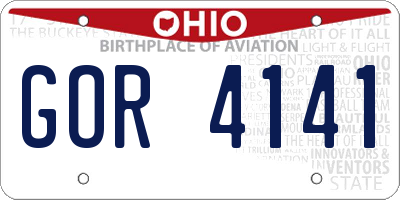 OH license plate GOR4141