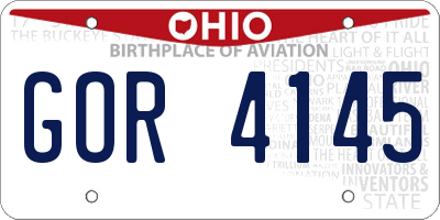 OH license plate GOR4145