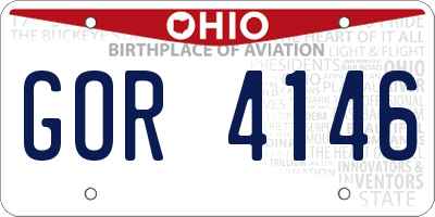 OH license plate GOR4146