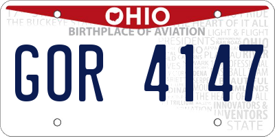OH license plate GOR4147
