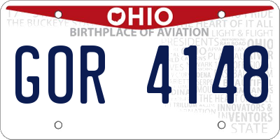 OH license plate GOR4148