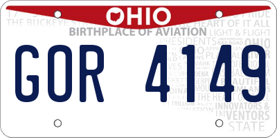 OH license plate GOR4149